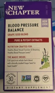 New Chapter Blood Pressure Balance, 30 Vegetarian Capsules Exp 10/2027 - Picture 1 of 4