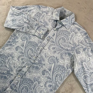 ETRO Dress Shirt Men 39 Blue Paisley AOP Long Sleeve Designer Made in Italy $495 - Picture 1 of 9