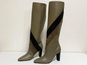 Hermes Black Leather Suede Long Boots 6.5 - Picture 1 of 10