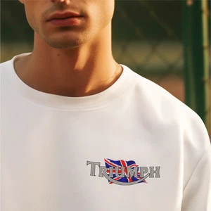 Retro VintageClassic English Triumph Motorcycle Biker Premium Quality Sweatshirt - Picture 1 of 13