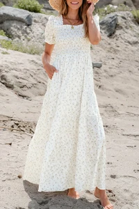 Robin Frilly Shirred Bodice Tiered Floral Maxi Dress - Picture 1 of 5