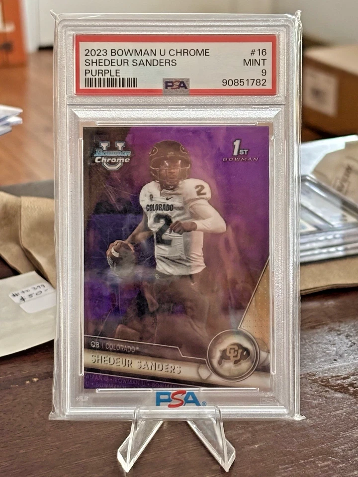 2023 Bowman U Chrome Shedeur Sanders 1st Purple Refractor SP 149/399 #16 PSA 9! - Image 1 of 1