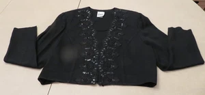 R&M Richards by Karen Kwong Womens Fancy Jacket Sparkly Sequins Size 14 Black - Picture 1 of 7