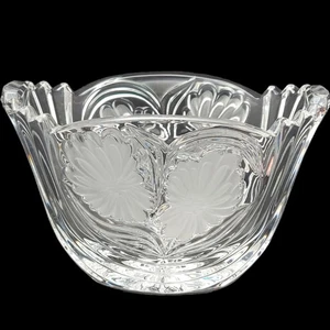 Vtg Floral Etched Crystal Open Candy Dish Bowl 3.5 in - Picture 1 of 16