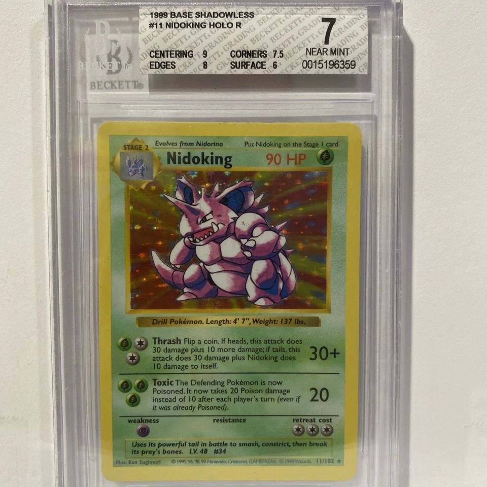 7 BGS Shadowless Base Holo Nidoking 11/102 in Near Mint Condition - Image 1 of 2