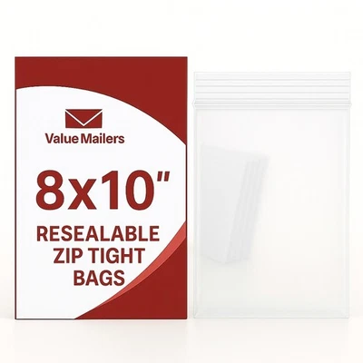 1000 8x10 Clear Plastic Zipper Poly Locking Reclosable Bags 2 MiL - Image 1 of 2