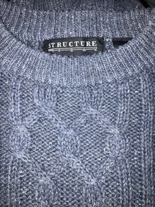 Structure Large Ramie Cotton Blend Cable Sweater Excellent Vintage Condition - Picture 1 of 9