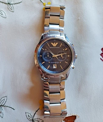 Emporio Armani AR-0583 Stainless Steel Quartz Chronograph Men's Watch - Immagine 1 di 3