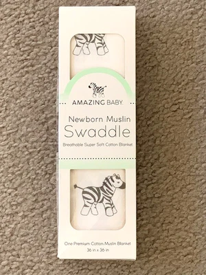 «УДИВИТЕЛЬНЫЙ РЕБЕНОК» — многофункциональное хлопковое муслиновое пеленальное одеяло премиум-класса для новорожденных 36 x 36 дюймов - Изображение 1 из 4