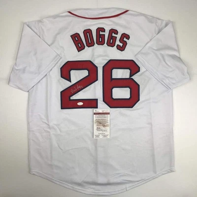 Autographed/Signed WADE BOGGS Boston White Baseball Jersey JSA COA Auto - Image 1 of 4