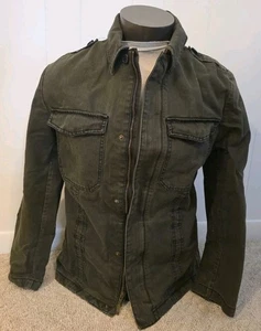 Express Herren dunkelgrau schwere Baumwolle Reißverschluss Druckknopfleiste Militärstil Jacke Größe M - Bild 1 von 7