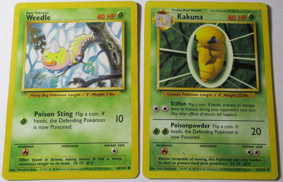 Weedle 69/102 Kakuna 33/102 Base Set WOTC 2 Pokemon Card x2 - Image 1 of 1