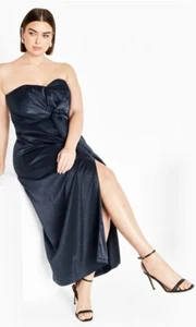CITY CHIC XL 22 Kamari Ink Strapless Split Maxi Dress**BNWT** - Picture 1 of 8