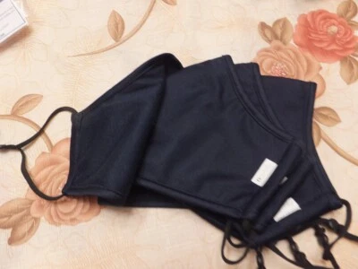 4 pack  Fabric Face Masks 3 layers Reusable Washable NAVY Cloth Masks Adjustable - Image 1 of 4