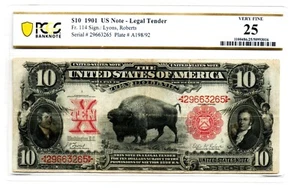 Fr. 114 1901 Legal Tender Note Lyons / Roberts PCGS Banknote Very Fine 25 - Picture 1 of 2