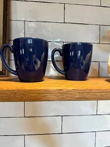 2er Set Vintage CORELLE Koordinaten Steinzeug Tassen Marineblau Dunkelblau Kaffee - Bild 1 von 11