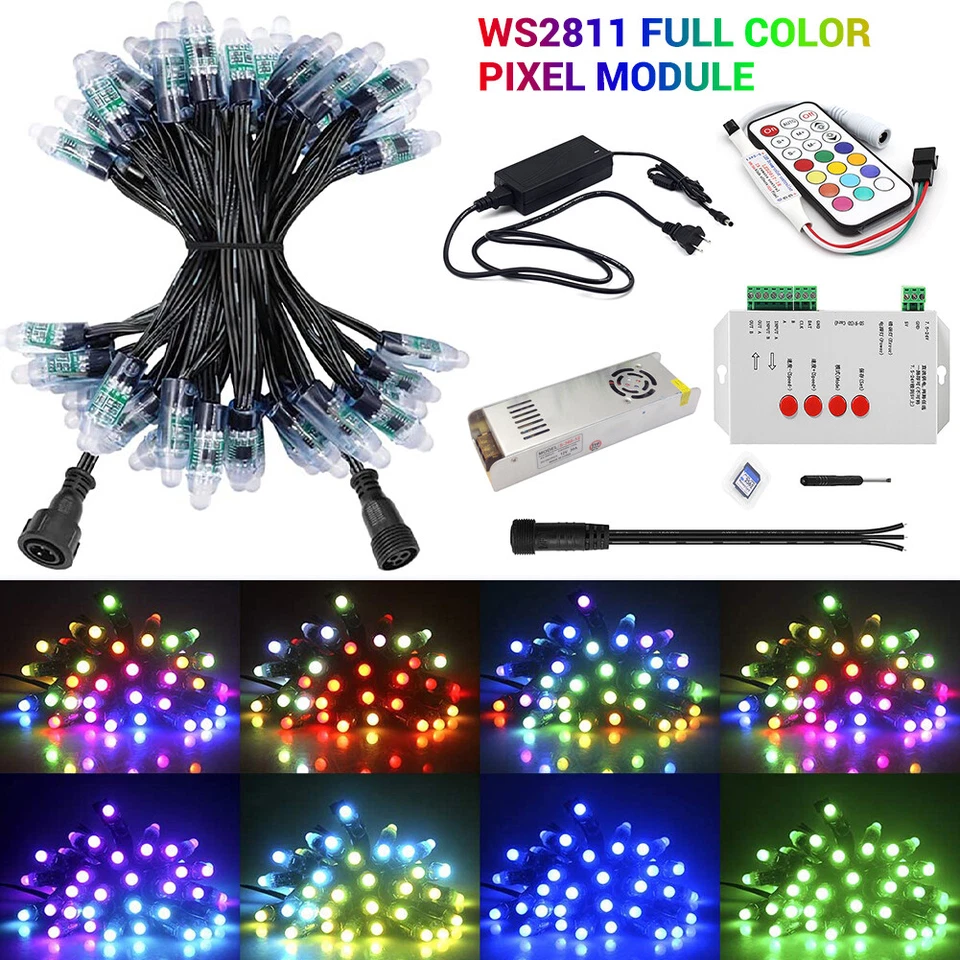 WS2811 Music Sync RGB LED Pixel string Light Waterproof 12mm Digital Dream Color - Image 1 of 4