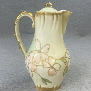 Antigua jarra de porcelana pintada a mano CFM/GDM Francia 10’’’ de alto floral dorado tri - Imagen 1 de 8