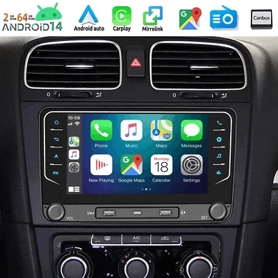 Per VW Touran Golf 5 6 Plus Caddy Jetta Autoradio Android 14 Carplay GPS Navi BT - Immagine 1 di 4