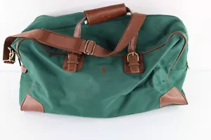 Vtg 90s Ralph Lauren Distressed Leather Trim Handled Duffel Bag Carry On AS IS - Picture 1 of 13