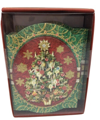 Punch Studio Red Joyous Tree 10 count Embellished Holiday Cards - Image 1 of 4