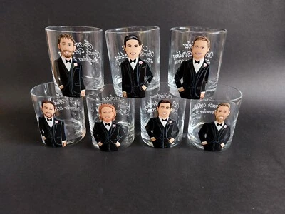 7PC Personalised Painted Best Man Groom Usher Groomsman wedding gift glass - Image 1 of 3