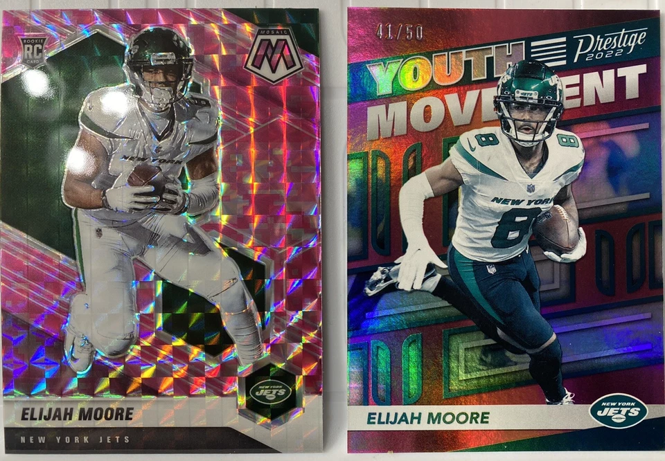 2022 Prestige Youth Movement Elijah Moore Pink Holo /50 + Mosaic Pink Prizm RC 2 - Image 1 of 4