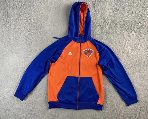 New York Knicks Jacket Men Small Adidas NBA Warm Up Basketball Hoodie Logo NYK Cover