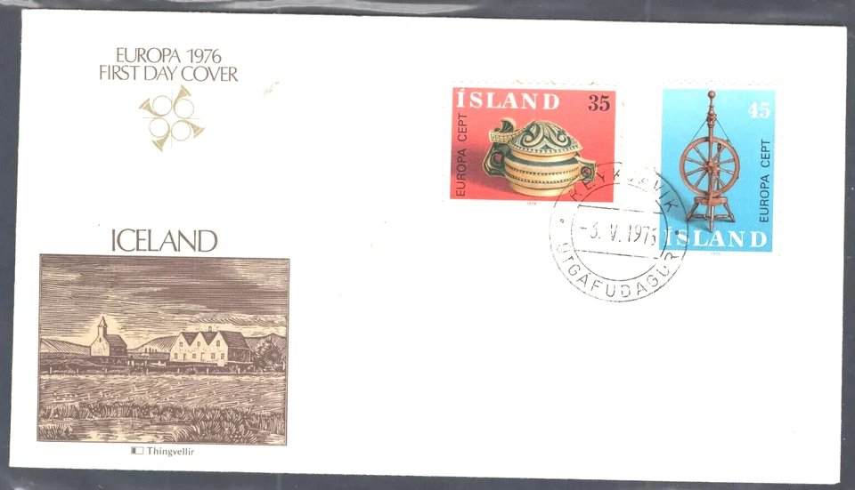 ICELAND WOODWORK  FOLK ART SET  EUROPA 1976 FLEETWOOD CACHET FDC UNADDR - Image 1 of 1