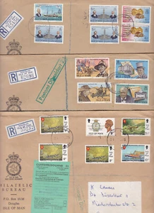 GROßBRITANNIEN ISLE OF MAN 7 Briefe auch 1xFDC 1991, 6x1975 auch EINSCHREIBEN - Bild 1 von 19