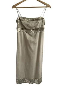 ALBERTA FERRETTI Champagne Sequin MIDI Cocktail Dress 4/6 US Worn Once - Picture 1 of 4