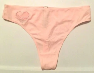 Victorias Secret Pink 'Angel' Mesh Heart Mid Rise Thong Panties Size L Soft NWT - Picture 1 of 14