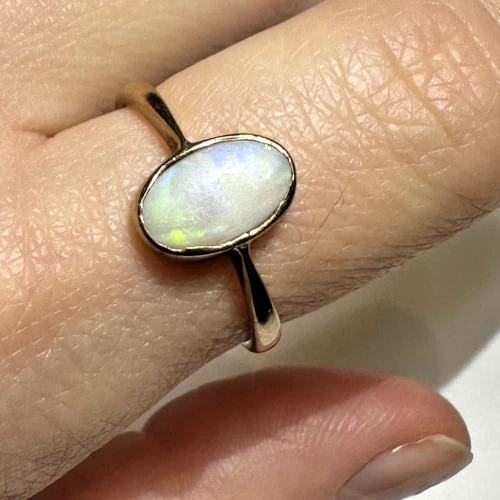 Anello Vintage In Oro 18K Con Pietra Di Luna, Anni '60 – Antichità Galliera - Foto 5