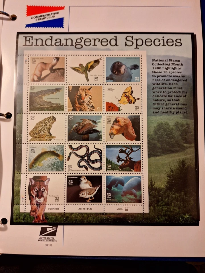 U.S. Stamp Booklet Panel, #3105, 32c, M/NH 15ct, Endangers Species, 1994 - Image 1 of 1