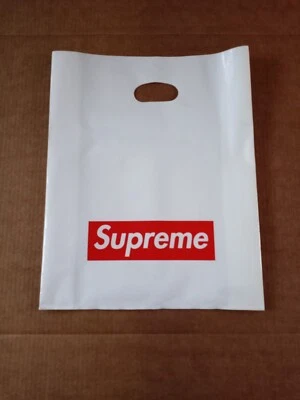 5 bolsas de compras originales Supreme de plástico blancas logotipo de caja roja 13" x 16". Foto 1 de 4