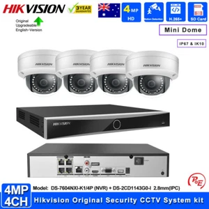 Hikvision Security Camera System CCTV Kit 4MP 4CH IR 30m Mini Dome Original lot - Picture 1 of 19