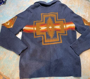 77. Pendleton Harding navy Mens cotton Cardigan Sweater southwestern NWT m - Picture 1 of 11