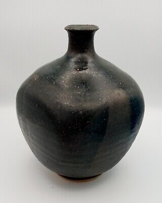 Art Pottery Square Bud Vase Black And Gray Modern Geometric • 39.95€