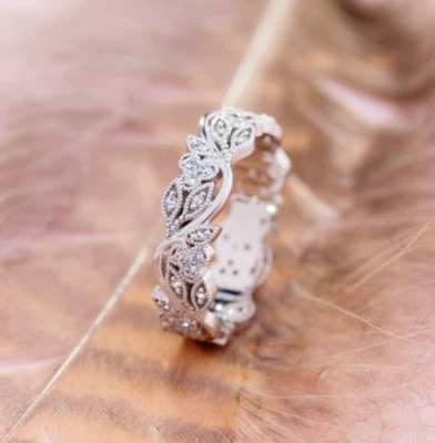 Floral wedding ring size 4.25 . Gold wedding ring. Womens ring  with flowers - Image 1 of 4