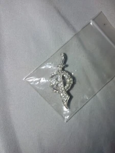 Vintage ORA Rhinestone Masonic Crescent Lapel Pin Brooch 2” x 3/4” - Picture 1 of 4