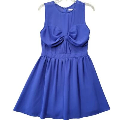 Vestido midi sin mangas de semilla de mostaza ajustado y acampanado para mujer mediano azul forrado reunido Foto 1 de 4