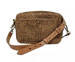 MADEWELL Transport Camera Bag Dotted Calf Hair Leather Crossbody Leopard Print - Picture 1 of 13