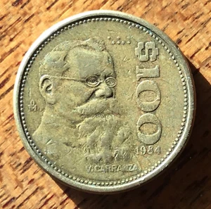 MEXICO $100 PESO "V. Carranza" Mexican Coin  1984 - Bild 1 von 2