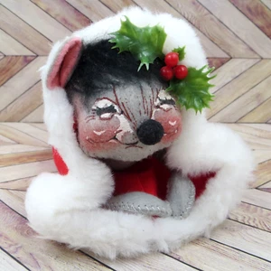 Vintage Christmas Annalee Mouse Sleeping in Santa Hat 1972 Mobilitee Dolls USA - Picture 1 of 12