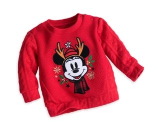 Disney Store Minnie Mouse Navidad Suéter Bebé Niña Talla 18-24 meses Vacaciones Nuevo con Etiquetas - Imagen 1 de 2