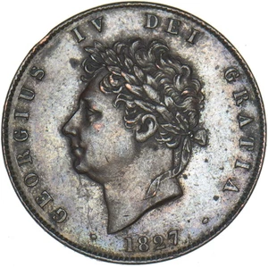 1827 Halfpenny - George IV Britische Kupfermünze - sehr schön - Bild 1 von 2