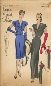 Vogue S-4586 SPECIAL DESIGN Dress w Cluster Shirrings, Cowl Neck Sz 16 COMPLETE - Picture 1 of 6