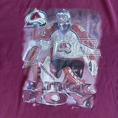 90’s Patrick Roy Colorado Avalanche NHL Hockey T-shirt / Size XL - Image 1 of 4