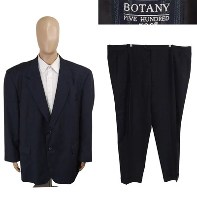 Botany 500 Dos Piezas Azul Marino 100% Lana Traje Grande Alto 54R Pantalones 48X28 Foto 1 de 4