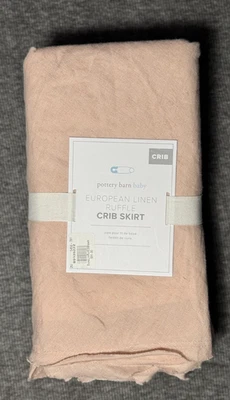 Pottery Barn Kids European Linen Ruffle Crib Skirt - 16" Drop - Blush - Image 1 of 4